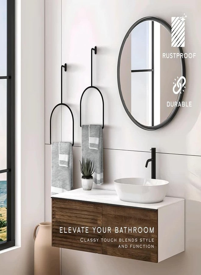 Yookeer حلقة مناشف، معدن أسود، تصميم مقوس، حامل مناشف في الحمام، علاقة مناشف لحوض الغسيل، علاقة مناشف للحمام تُعلق على الحائط، 7 × 16.5 بوصة، حامل مناشف يُثبت على الحائط للحمام (مجموعة من قطعة واحدة) - Image 5